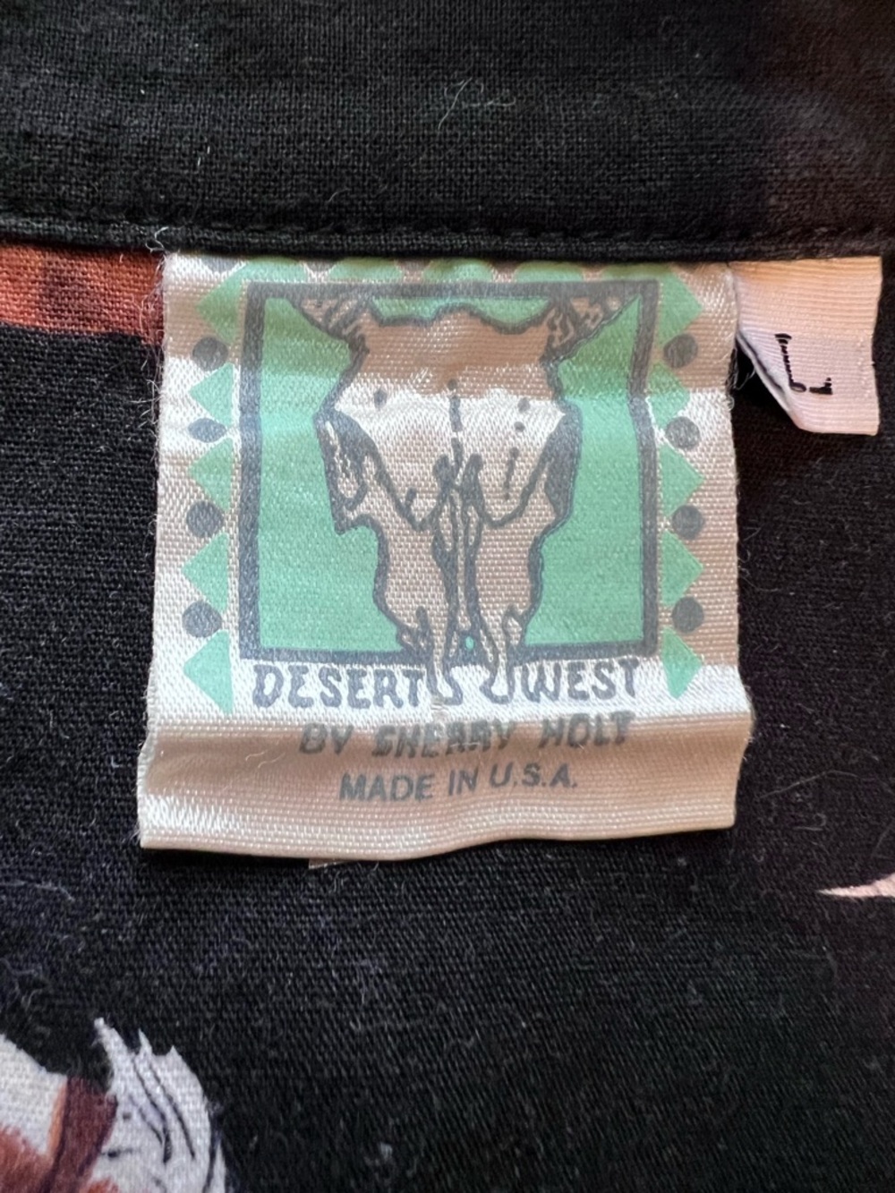VTG Deserts West by Sherry Holt Cowboy Graphic Pearl Snap Shirt Black Large - Picture 10 of 13